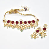 Aarzu Polki Red Stones Choker - The pashm